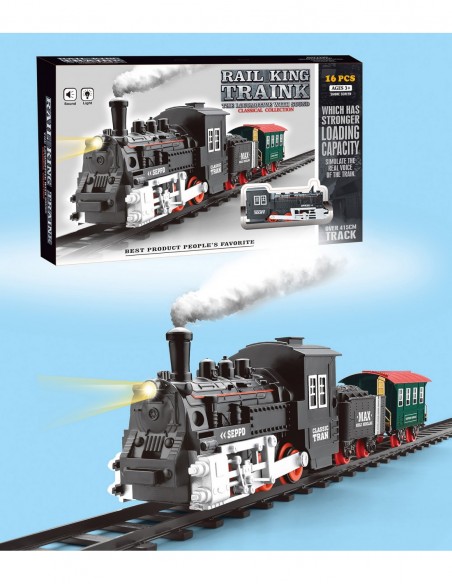 DUŻA ELEKTRYCZNA KOLEJKA POCIĄG NA TORACH DŻWIĘK ŚWIATŁO PAROWÓZ DLA DZIECI