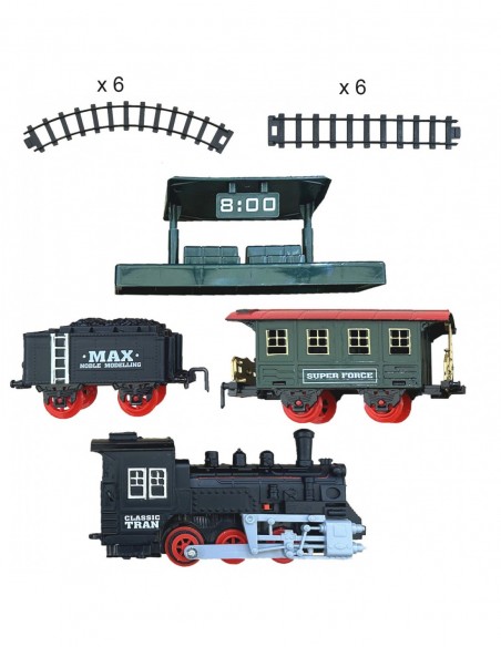 DUŻA ELEKTRYCZNA KOLEJKA POCIĄG NA TORACH DŻWIĘK ŚWIATŁO PAROWÓZ DLA DZIECI