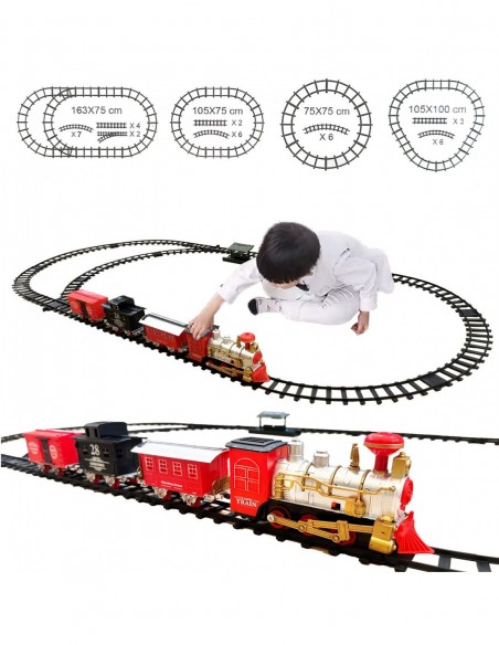 DUŻA ELEKTRYCZNA KOLEJKA POCIĄG NA TORACH DŻWIĘK ŚWIATŁO PAROWÓZ DLA DZIECI