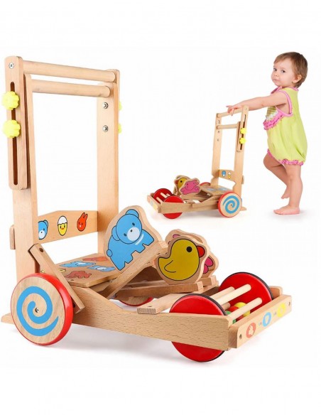 DREWNIANY CHODZIK PCHACZ INTERAKTYWNY SKACZĄCE ZWIERZĘTA REGULOWANA WYSOKOŚĆ