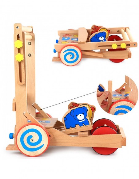 DREWNIANY CHODZIK PCHACZ INTERAKTYWNY SKACZĄCE ZWIERZĘTA REGULOWANA WYSOKOŚĆ