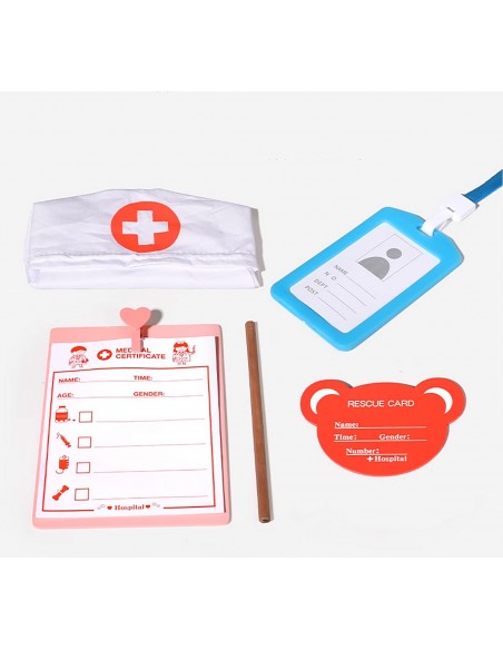 MAŁY LEKARZ DOKTOR ZESTAW DREWNIANY LEKARSKI DLA DZIECI STETOSKOP