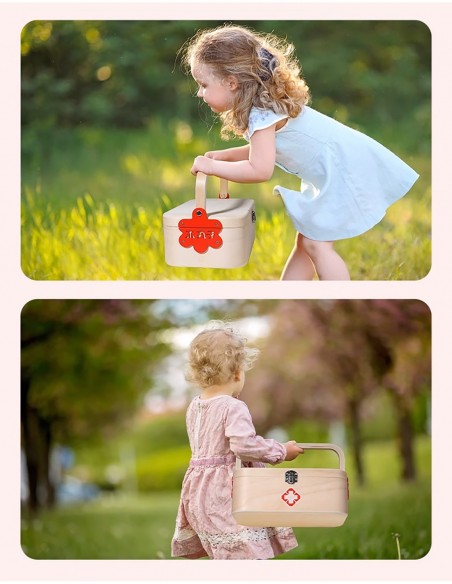 MAŁY LEKARZ DOKTOR ZESTAW DREWNIANY LEKARSKI DLA DZIECI STETOSKOP