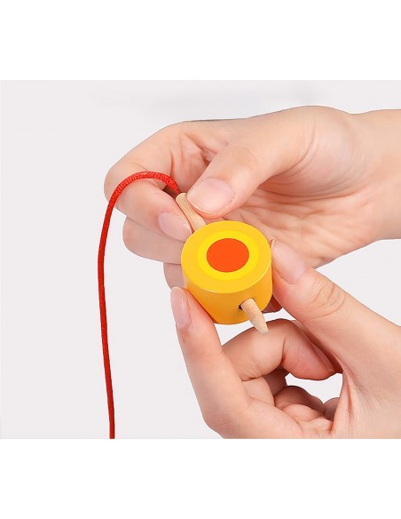 KORALIKI KLOCKI DREWNIANE DO NAWLEKANIA MONTESSORI 37 EL. CYFRY