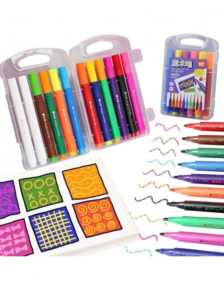 MAGICZNE PISAKI 12 SZT FLAMASTRY ZMIENIAJĄCE KOLOR