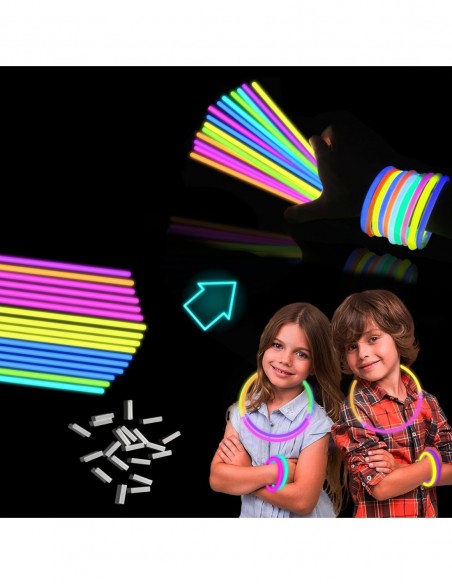 Świecące Bransoletki Fluorescencyjne Opaski Światło Chemiczne 100 Pałeczki