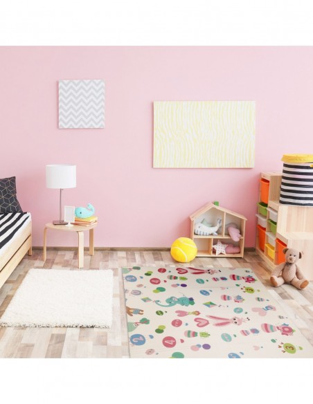 MATA EDUKACYJNA PIANKOWA DUŻA DLA DZIECI 200x180cm SKŁADANA DWUSTRONNA XPE