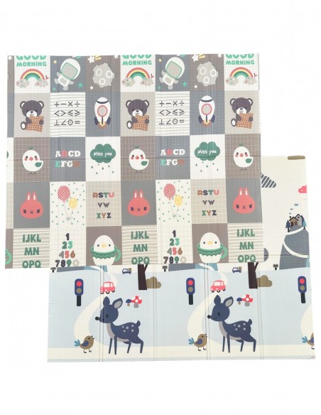 MATA EDUKACYJNA PIANKOWA DUŻA DLA DZIECI 200x180cm SKŁADANA DWUSTRONNA XPE