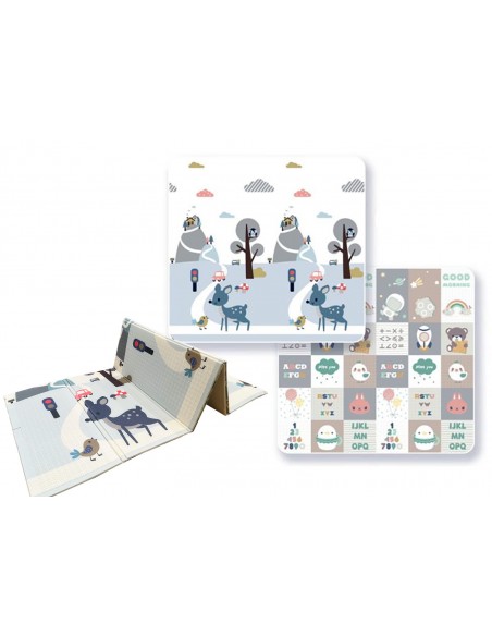 MATA EDUKACYJNA PIANKOWA DUŻA DLA DZIECI 200x180cm SKŁADANA DWUSTRONNA XPE