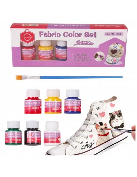 ZESTAW FARB DO TKANIN FARBY DO MALOWANIA UBRAŃ ODZIEŻY BUTÓW BARWNIK 6szt