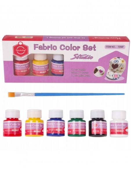 ZESTAW FARB DO TKANIN FARBY DO MALOWANIA UBRAŃ ODZIEŻY BUTÓW BARWNIK 6szt