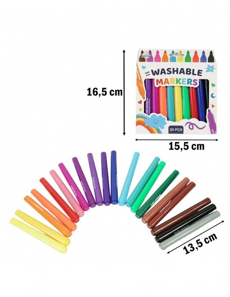 MARKERY FLAMASTRY PISAKI DLA DIECI ŚCIERALNE ZMYWALNE 20 SZT