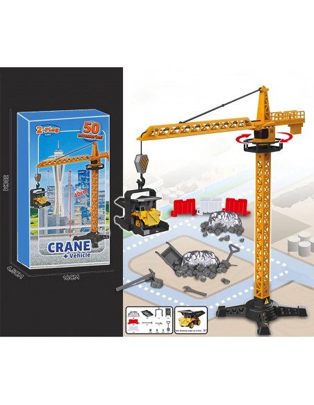 DŹWIG ŻURAW  BUDOWLANY OBROTOWY RUCHOMY BUDOWA 50 ELEMENTÓW + POJAZD NIESPODZIANKA