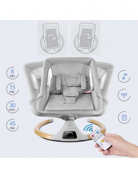 LEŻACZEK DLA NIEMOWLĄT BUJACZEK ELEKTRYCZNY NICEKIDS + PILOT BLUETOOTH
