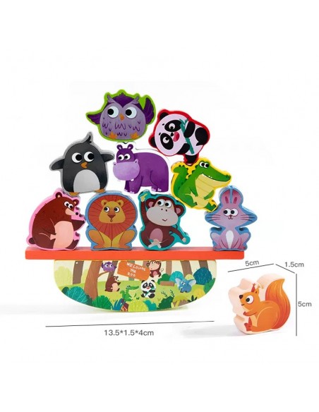 KLOCKI DREWNIANE EDUKACYJNE BALANSUJĄCE ZWIERZĘTA ZOO RÓWNOWAŻNIA