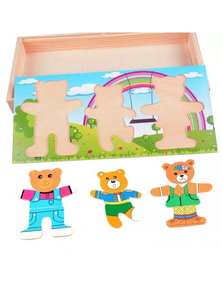 DREWNIANA UKŁADANKA PUZZLE UBIERANKA EMOCJE MINY RODZINA MISIÓW 47 EL.