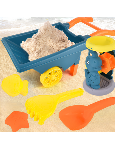 ZESTAW DO PIASKU PIASKOWNICY TACZKA FOREMKI GRABIE ŁOPATKA 6 EL.