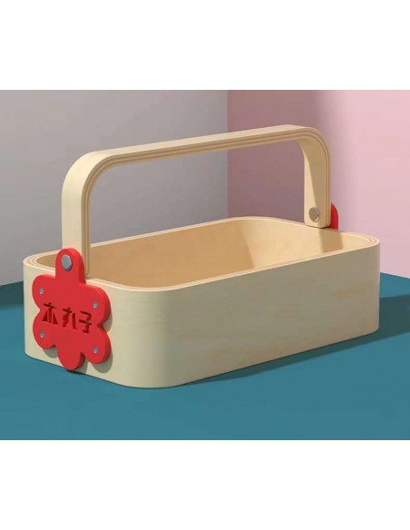 DREWNIANE KLOCKI KAMIENIE BALANSUJĄCE MONTESSORI BALANS W KOSZYKU NAKLEJKI