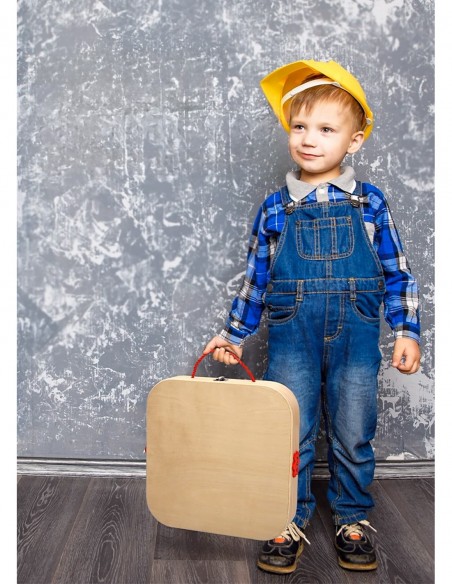 ZESTAW MAJSTERKOWICZA ZABAWA W WARSZTAT DREWNIANY SKRZYNKA NARZĘDZIA ZWIERZĘTA