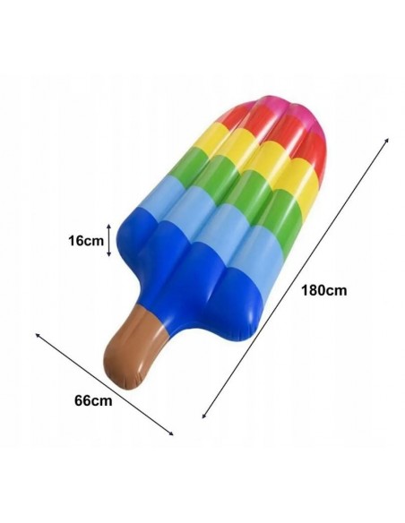 MATERAC DMUCHANY DO PŁYWANIA PLAŻA NA BASEN LÓD NA PATYKU TĘCZOWY DUŻY XXL