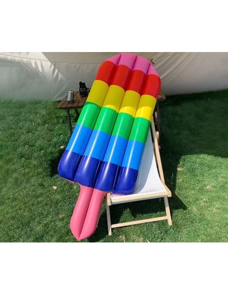 MATERAC DMUCHANY DO PŁYWANIA PLAŻA NA BASEN LÓD NA PATYKU TĘCZOWY DUŻY XXL