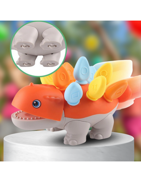 PUZZLE UKŁADANKA DOPASUJ KSZTAŁTY MONTESSORI KSZTAŁTY DINOZAUR SORTER POMARAŃCZOWY