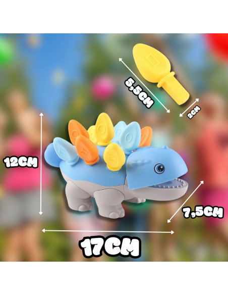 PUZZLE UKŁADANKA DOPASUJ KSZTAŁTY MONTESSORI KSZTAŁTY DINOZAUR SORTER NIEBIESKI