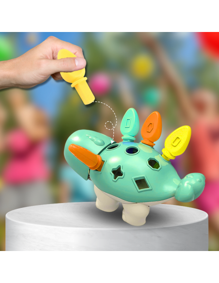 PUZZLE UKŁADANKA DOPASUJ KSZTAŁTY MONTESSORI KSZTAŁTY DINOZAUR SORTER ZIELONY