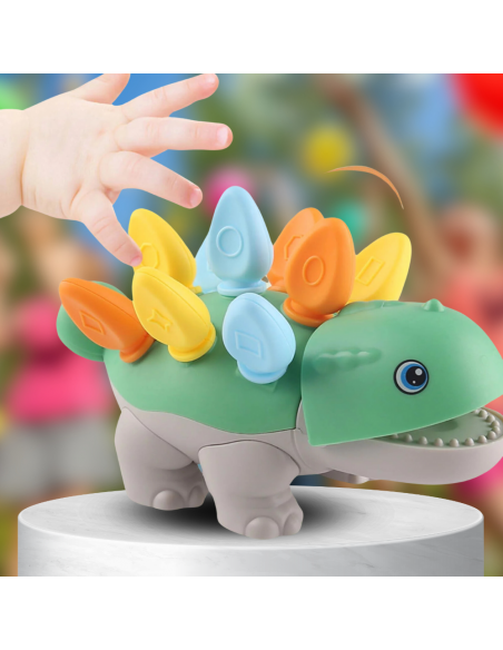 PUZZLE UKŁADANKA DOPASUJ KSZTAŁTY MONTESSORI KSZTAŁTY DINOZAUR SORTER ZIELONY