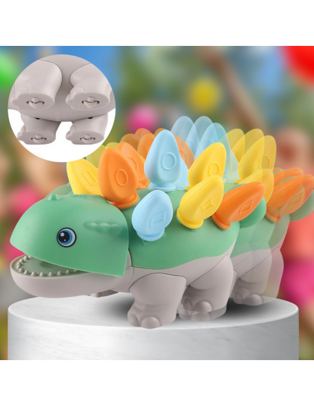 PUZZLE UKŁADANKA DOPASUJ KSZTAŁTY MONTESSORI KSZTAŁTY DINOZAUR SORTER ZIELONY