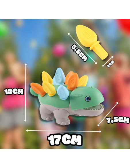 PUZZLE UKŁADANKA DOPASUJ KSZTAŁTY MONTESSORI KSZTAŁTY DINOZAUR SORTER ZIELONY