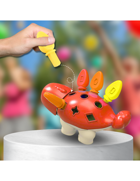 PUZZLE UKŁADANKA DOPASUJ KSZTAŁTY MONTESSORI KSZTAŁTY DINOZAUR SORTER CZERWONY