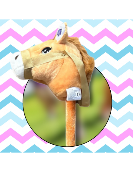 GŁOWA KONIA PLUSZOWA NA KIJU HOBBY HORSE JASNY BRĄZOWY Z DŹWIĘKIEM