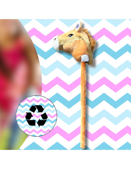 GŁOWA KONIA PLUSZOWA NA KIJU HOBBY HORSE JASNY BRĄZOWY Z DŹWIĘKIEM