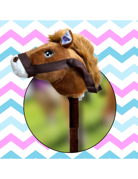 GŁOWA KONIA PLUSZOWA NA KIJU HOBBY HORSE CIEMNY BRĄZOWY Z DŹWIĘKIEM