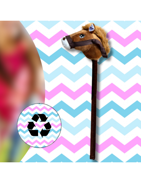 GŁOWA KONIA PLUSZOWA NA KIJU HOBBY HORSE CIEMNY BRĄZOWY Z DŹWIĘKIEM