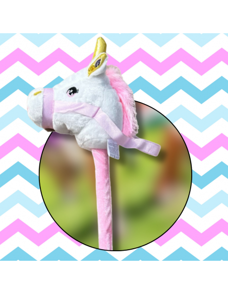 GŁOWA KONIA JEDNOROŻCA PLUSZOWA NA KIJU HOBBY HORSE BIAŁY Z DŹWIĘKIEM