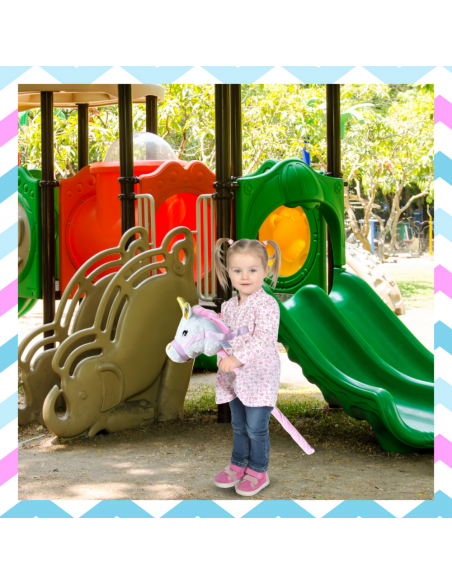 GŁOWA KONIA JEDNOROŻCA PLUSZOWA NA KIJU HOBBY HORSE BIAŁY Z DŹWIĘKIEM