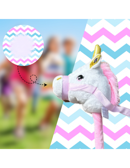 GŁOWA KONIA JEDNOROŻCA PLUSZOWA NA KIJU HOBBY HORSE BIAŁY Z DŹWIĘKIEM