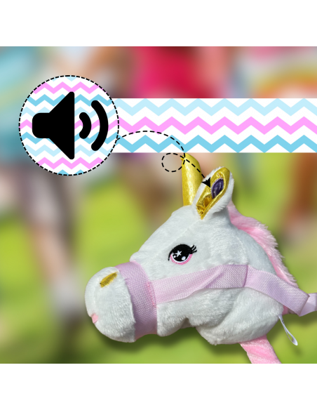 GŁOWA KONIA JEDNOROŻCA PLUSZOWA NA KIJU HOBBY HORSE BIAŁY Z DŹWIĘKIEM
