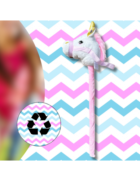 GŁOWA KONIA JEDNOROŻCA PLUSZOWA NA KIJU HOBBY HORSE BIAŁY Z DŹWIĘKIEM