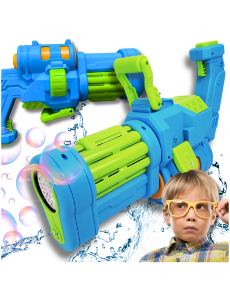 PISTOLET BAZUKA NA BAŃKI I WODĘ ELEKTRYCZNY AUTOMATYCZNY KARABIN WODNY 2W1 NIEBIESKO ZIELONY