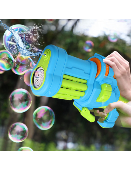 PISTOLET BAZUKA NA BAŃKI I WODĘ ELEKTRYCZNY AUTOMATYCZNY KARABIN WODNY 2W1 NIEBIESKO ZIELONY