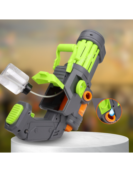 PISTOLET BAZUKA NA BAŃKI I WODĘ ELEKTRYCZNY AUTOMATYCZNY KARABIN WODNY 2W1 ZIELONY SZARY