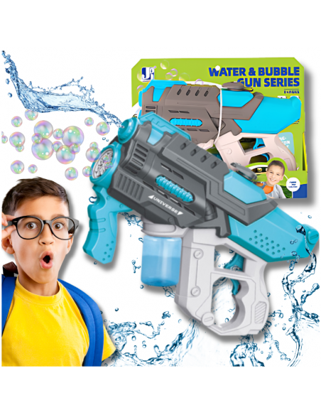 PISTOLET NA BAŃKI I WODĘ ELEKTRYCZNY AUTOMATYCZNY KARABIN WODNY 2W1 NIEBIESKO SZARY