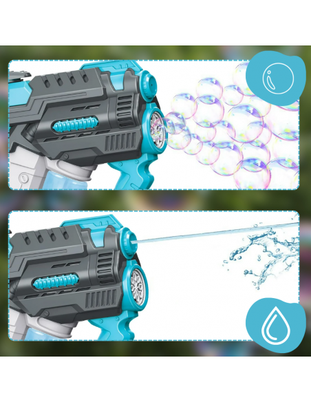 PISTOLET NA BAŃKI I WODĘ ELEKTRYCZNY AUTOMATYCZNY KARABIN WODNY 2W1 NIEBIESKO SZARY