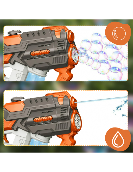 PISTOLET NA BAŃKI I WODĘ ELEKTRYCZNY AUTOMATYCZNY KARABIN WODNY 2W1 POMARAŃCZOWO SZARY
