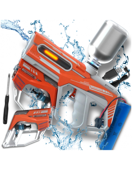PISTOLET NA WODĘ ELEKTRYCZNY AUTOMATYCZNY KARABIN WODNY 2W1 AKUMULATOR POMARAŃCZOWY