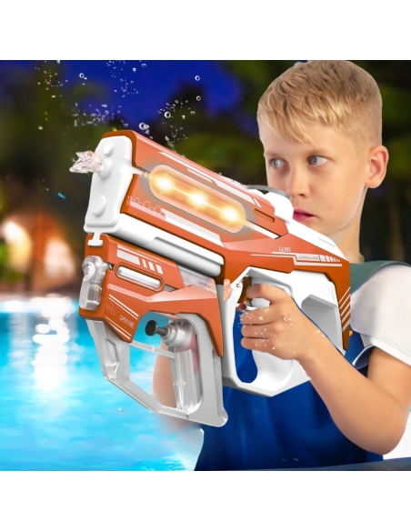 PISTOLET NA WODĘ ELEKTRYCZNY AUTOMATYCZNY KARABIN WODNY 2W1 AKUMULATOR POMARAŃCZOWY