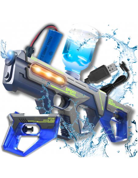 PISTOLET NA WODĘ ELEKTRYCZNY AUTOMATYCZNY KARABIN WODNY 2W1 AKUMULATOR NIEBIESKI